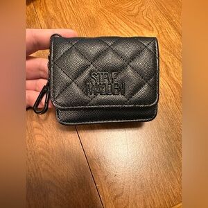 Steve Madden Quilted Black Mini Wallet